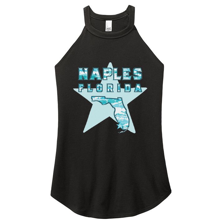 Naples Florida Map Souvenir Design Teal Women's Perfect Tri Rocker Tank