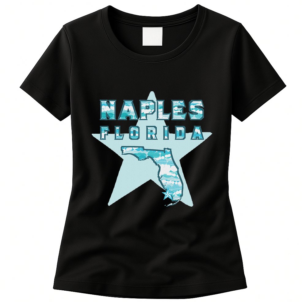Naples Florida Map Souvenir Design Teal Womens T-Shirt