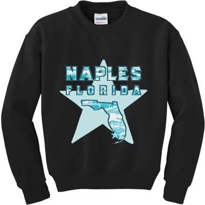 Naples Florida Map Souvenir Design Teal Kids Sweatshirt