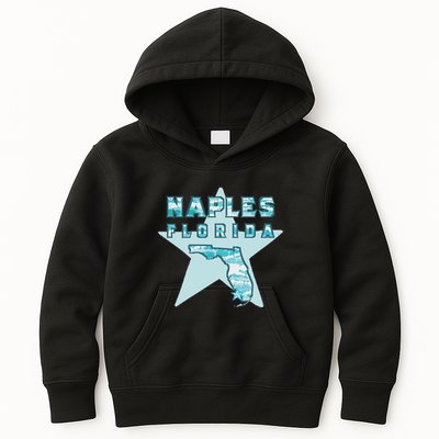 Naples Florida Map Souvenir Design Teal Kids Hoodie