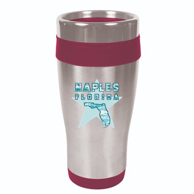 Naples Florida Map Souvenir Design Teal 16oz Travel Tumbler