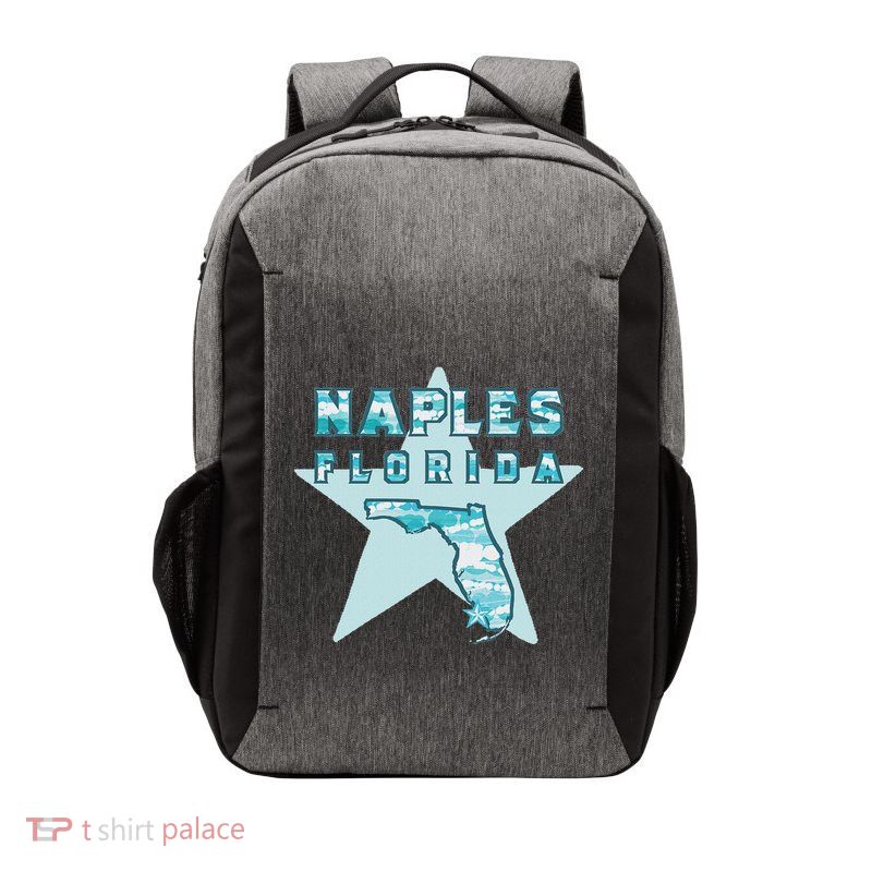 Naples Florida Map Souvenir Design Teal Vector Backpack