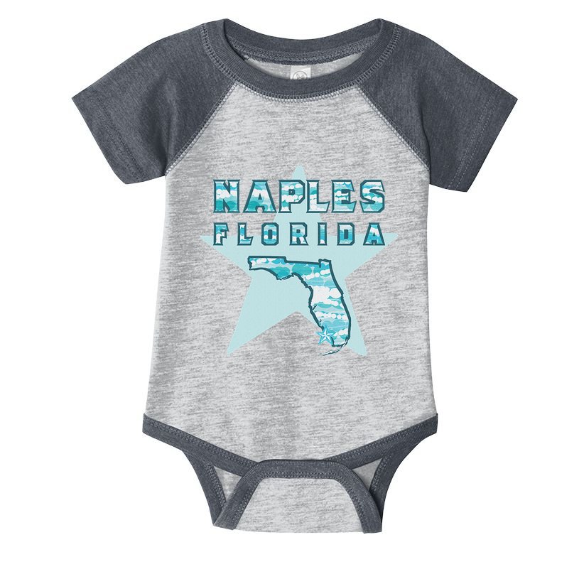 Naples Florida Map Souvenir Design Teal Infant Baby Jersey Bodysuit