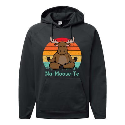 Namoosete Funny Moose And Yoga Pun Workout Performance Fleece Hoodie