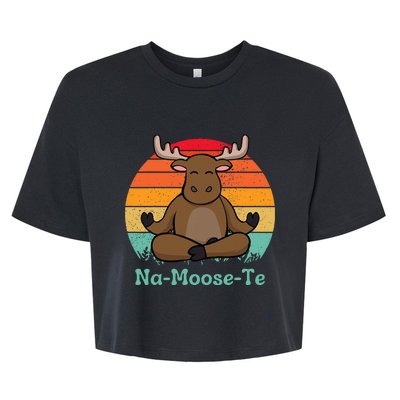 Namoosete Funny Moose And Yoga Pun Workout Bella+Canvas Jersey Crop Tee