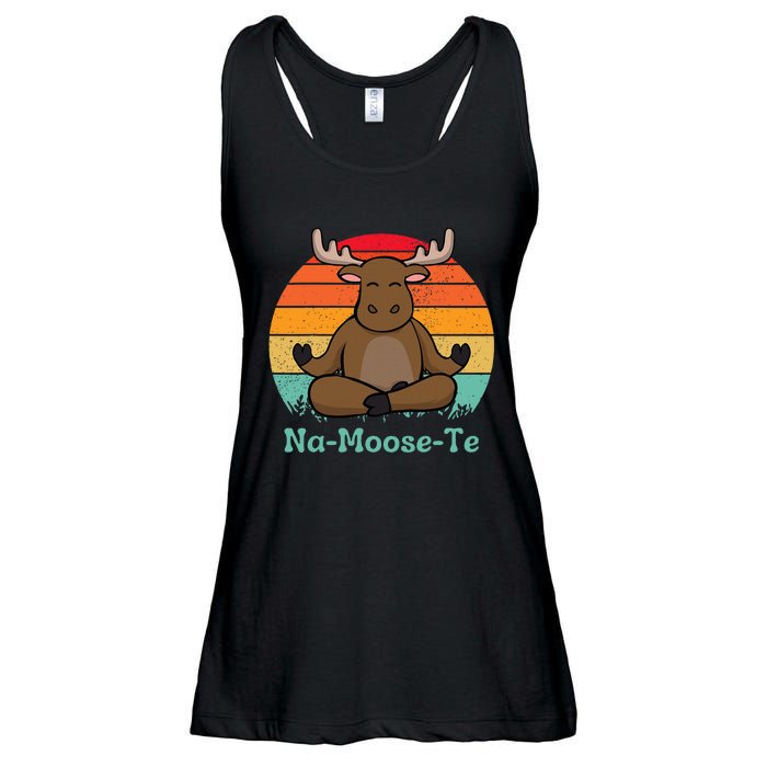 Namoosete Funny Moose And Yoga Pun Workout Ladies Essential Flowy Tank