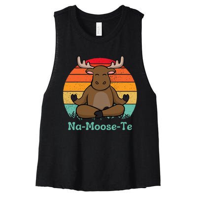 Namoosete Funny Moose And Yoga Pun Workout Women's Racerback Cropped Tank