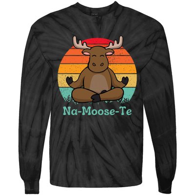 Namoosete Funny Moose And Yoga Pun Workout Tie-Dye Long Sleeve Shirt