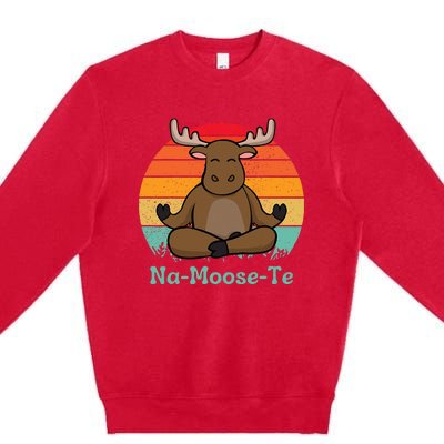 Namoosete Funny Moose And Yoga Pun Workout Premium Crewneck Sweatshirt