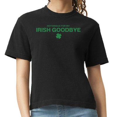 Notorious For My Irish Goodbye Shamrocks Irish Exit Comfort Colors Boxy T-Shirt