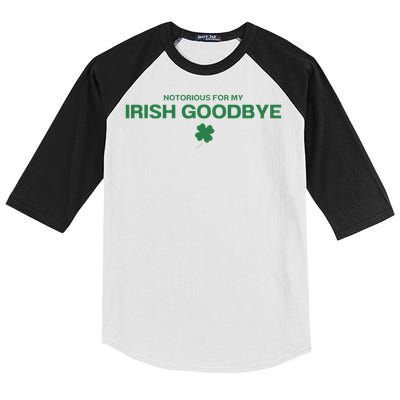 Notorious For My Irish Goodbye Shamrocks Irish Exit Kids Colorblock Raglan Jersey