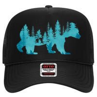 Nature Forest Mountains Trees Wildlife Animal Brown Bear High Crown Mesh Back Trucker Hat