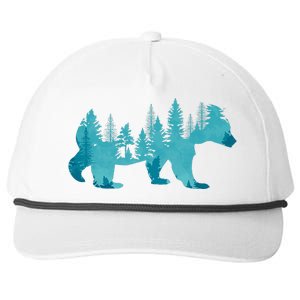 Nature Forest Mountains Trees Wildlife Animal Brown Bear Snapback Five-Panel Rope Hat