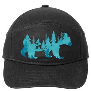 Nature Forest Mountains Trees Wildlife Animal Brown Bear 7-Panel Snapback Hat