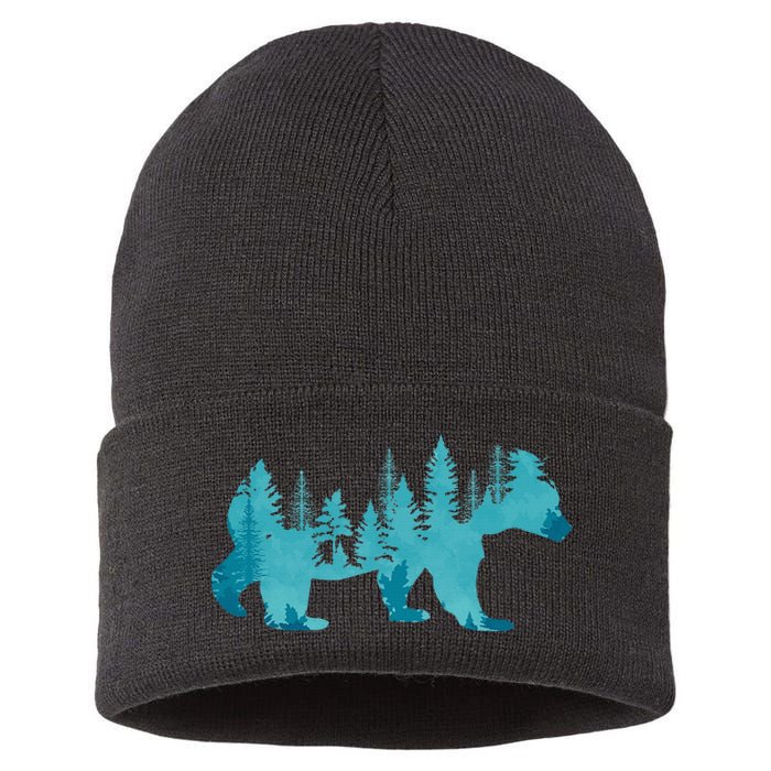 Nature Forest Mountains Trees Wildlife Animal Brown Bear Sustainable Knit Beanie