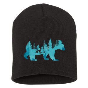 Nature Forest Mountains Trees Wildlife Animal Brown Bear Short Acrylic Beanie