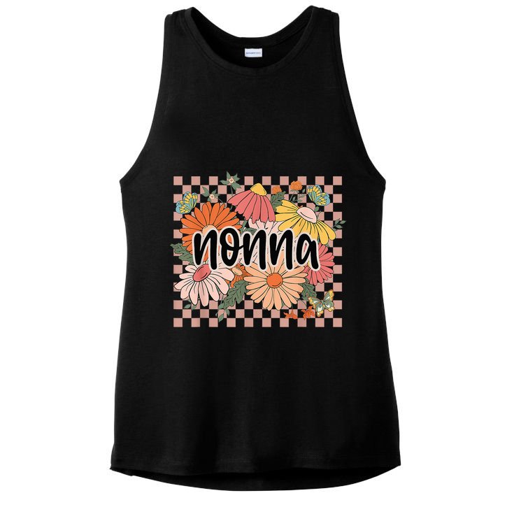 Nonna Floral Mother'S Day Wildflower Girl Checkered Ladies PosiCharge Tri-Blend Wicking Tank