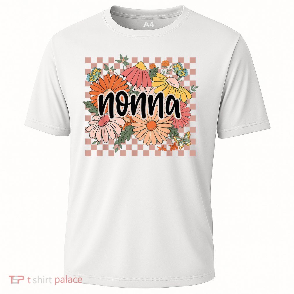 Nonna Floral Mother'S Day Wildflower Girl Checkered Performance Shirt