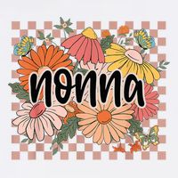 Nonna Floral Mother'S Day Wildflower Girl Checkered Mug