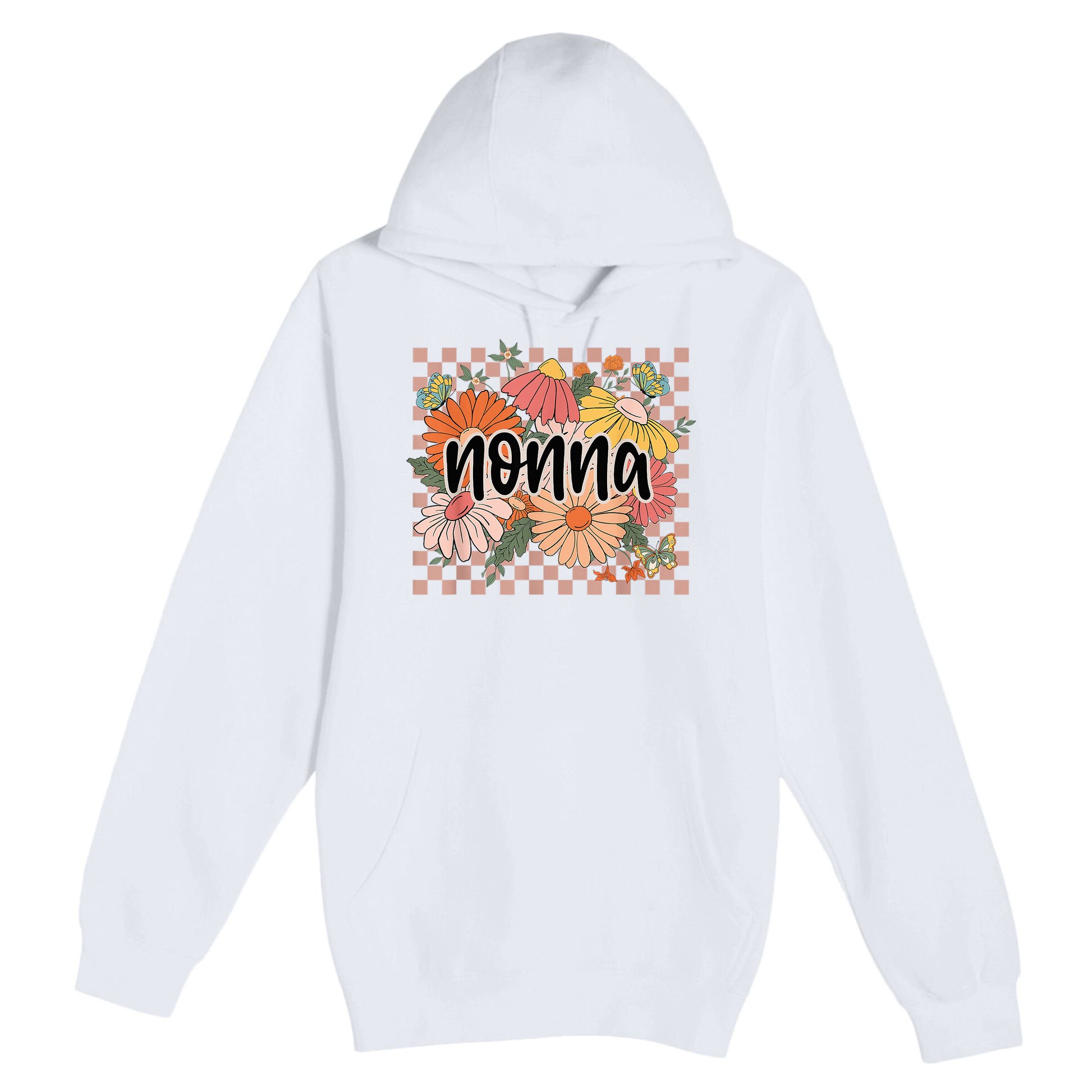 Nonna Floral Mother'S Day Wildflower Girl Checkered Premium Pullover Hoodie