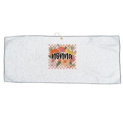 Nonna Floral Mother'S Day Wildflower Girl Checkered Large Microfiber Waffle Golf Towel