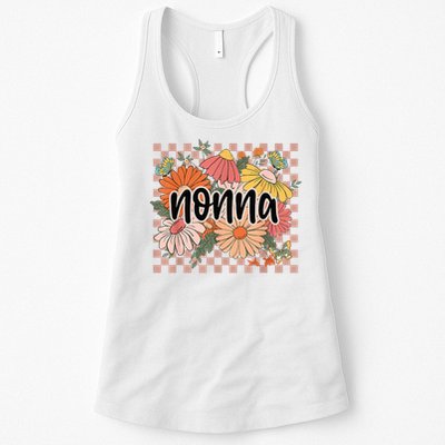 Nonna Floral Mother'S Day Wildflower Girl Checkered Womens Tank Top