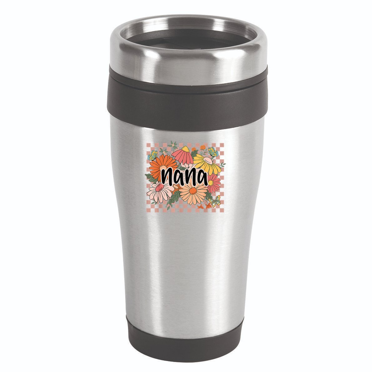 Nana Floral Mother'S Day Wildflower Girl Checkered 16oz Travel Tumbler