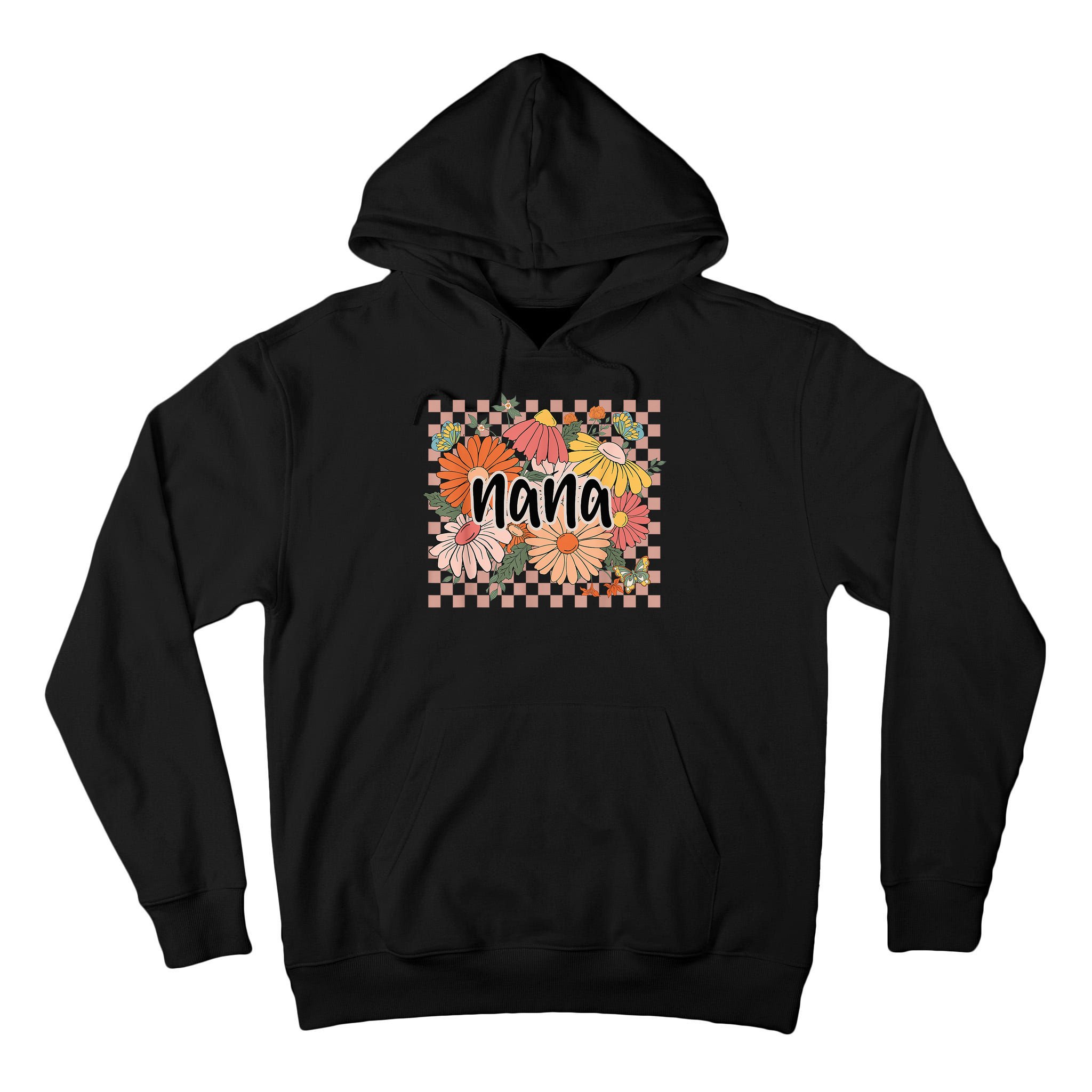 Nana Floral Mother'S Day Wildflower Girl Checkered Tall Hoodie