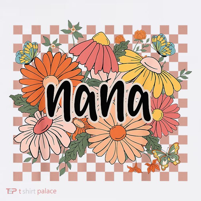 Nana Floral Mother'S Day Wildflower Girl Checkered Premium T-Shirt