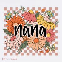 Nana Floral Mother'S Day Wildflower Girl Checkered Kids T-Shirt