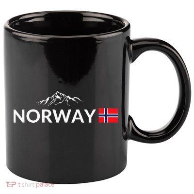 Norway Flag Mountain Outdoor Trip In Norway 11oz C Handle Ceramic Mug