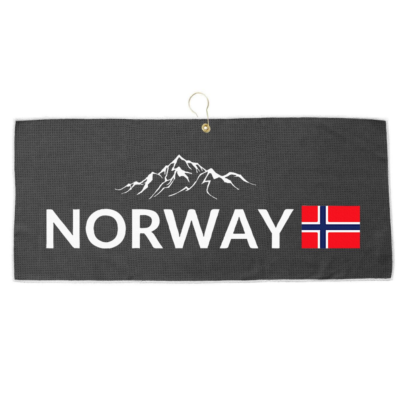 Norway Flag Mountain Outdoor Trip In Norway Large Microfiber Waffle Golf Towel