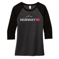 Norway Flag Mountain Outdoor Trip In Norway Women's Tri-Blend 3/4-Sleeve Raglan Shirt