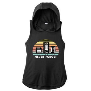 Never Forget Media Floppy Disk Vhs Casette Audio Tape Ladies PosiCharge Tri-Blend Wicking Draft Hoodie Tank