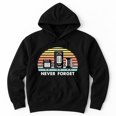 Never Forget Media Floppy Disk Vhs Casette Audio Tape Hoodie