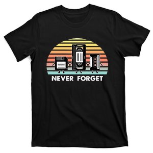 Never Forget Media Floppy Disk Vhs Casette Audio Tape T-Shirt