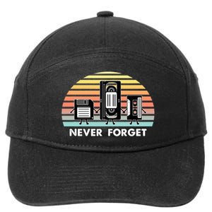 Never Forget Media Floppy Disk Vhs Casette Audio Tape 7-Panel Snapback Hat