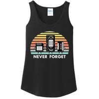 Never Forget Media Floppy Disk Vhs Casette Audio Tape Ladies Essential Tank