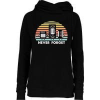 Never Forget Media Floppy Disk Vhs Casette Audio Tape Womens Funnel Neck Pullover Hood