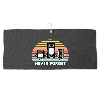 Never Forget Media Floppy Disk Vhs Casette Audio Tape Large Microfiber Waffle Golf Towel