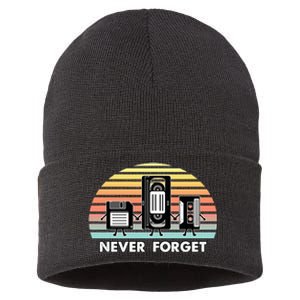 Never Forget Media Floppy Disk Vhs Casette Audio Tape Sustainable Knit Beanie