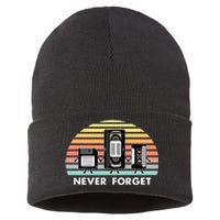 Never Forget Media Floppy Disk Vhs Casette Audio Tape Sustainable Knit Beanie