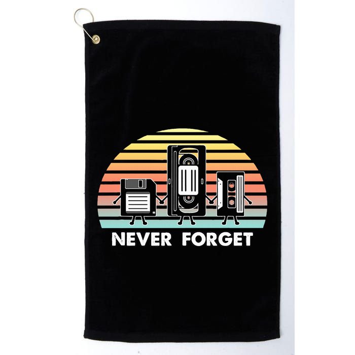 Never Forget Media Floppy Disk Vhs Casette Audio Tape Golf Towel