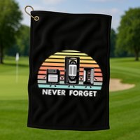 Never Forget Media Floppy Disk Vhs Casette Audio Tape Golf Towel
