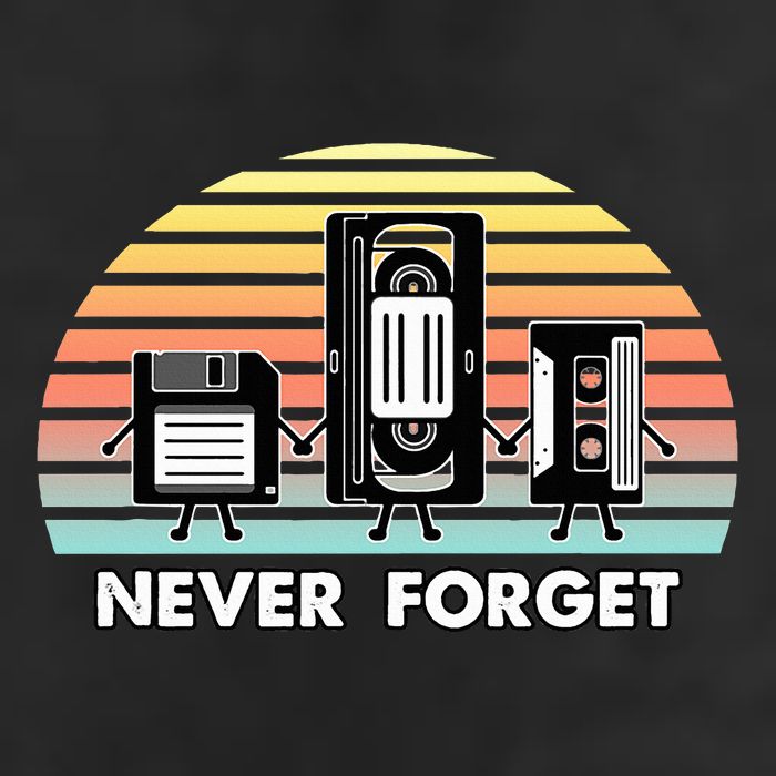 Never Forget Media Floppy Disk Vhs Casette Audio Tape Golf Towel