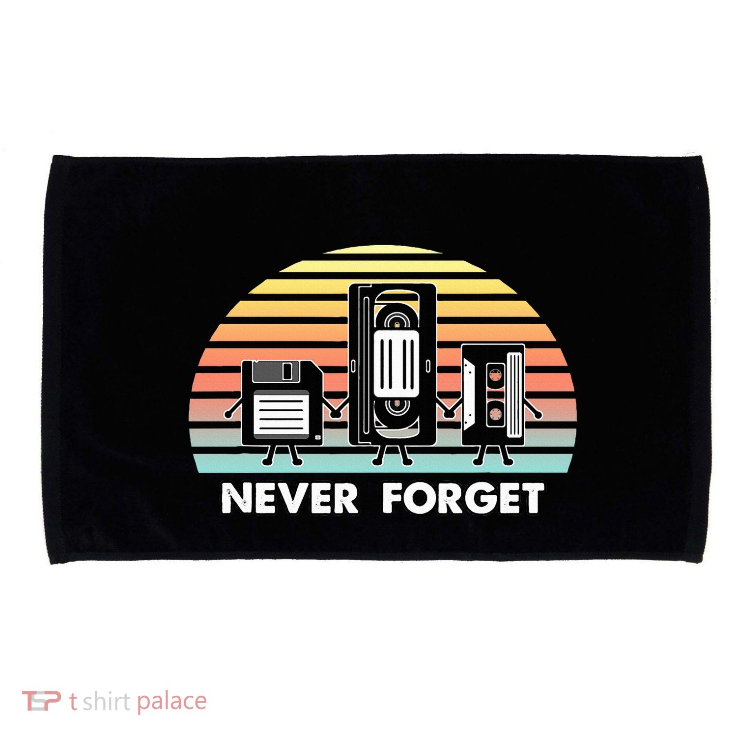 Never Forget Media Floppy Disk Vhs Casette Audio Tape Microfiber Hand Towel