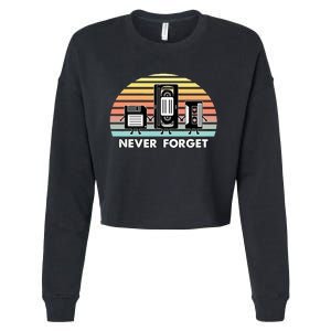 Never Forget Media Floppy Disk Vhs Casette Audio Tape Cropped Pullover Crew