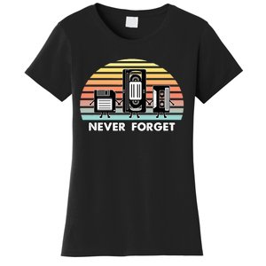 Never Forget Media Floppy Disk Vhs Casette Audio Tape Women's T-Shirt