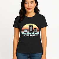 Never Forget Media Floppy Disk Vhs Casette Audio Tape Womens T-Shirt