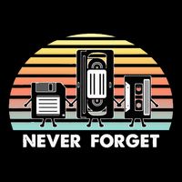 Never Forget Media Floppy Disk Vhs Casette Audio Tape Womens T-Shirt